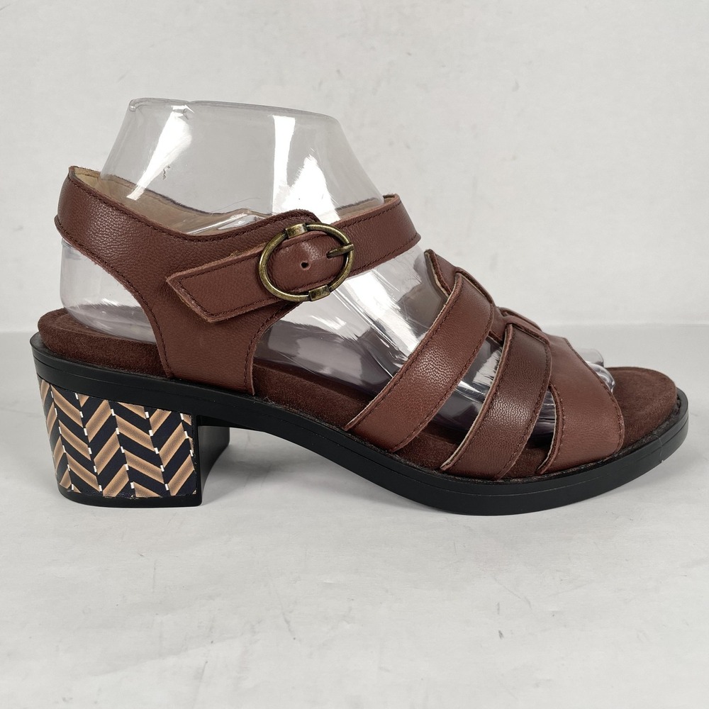 Alegria Tasia Sandals Womens Size 38 Brown Leather Block Heel Buckle Shoes